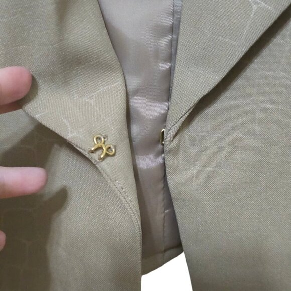 Preston & York Tan Tortoise Print Collarless Blazer Sz 10 - Picture 4 of 9